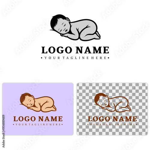 Classic Sleeping Baby Vector Logo Illustration for Healthcare and Retail