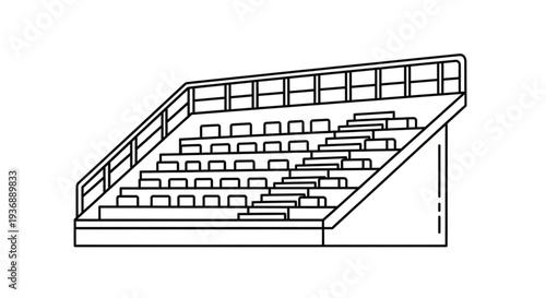 Minimalist Stadium Grandstand and Bleachers Line Art Icon
