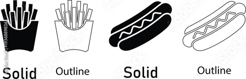 Variations of hot dog illustrations in different styles