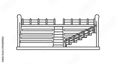 Minimalist Stadium Spectator Stand and Bleachers Line Art Icon