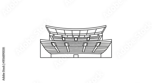 Minimalist Curved Stadium Grandstand Line Art Icon