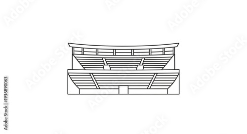 Minimalist Curved Stadium Grandstand Line Art Icon
