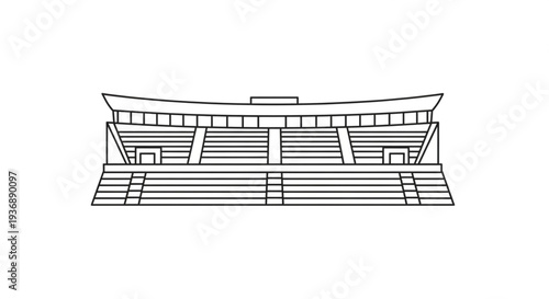 Minimalist Stadium Grandstand Line Art Icon