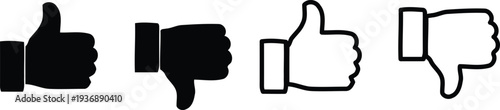Thumbs up and thumbs down icons in different styles and colors