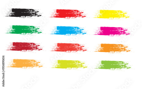 Vibrant brush strokes in various colors artistic brush effects