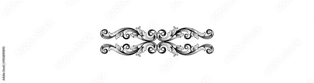 Fototapeta premium Ornamental floral design element on black background
