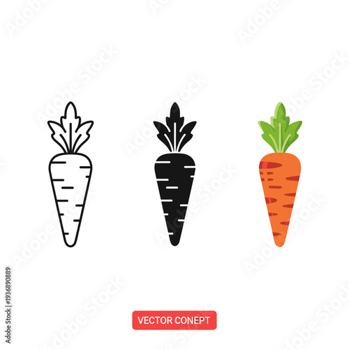 Carrot Vegetable Icon Set Food Illustration