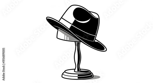 Elegant fedora hat displayed on a classic hat stand, vintage style.