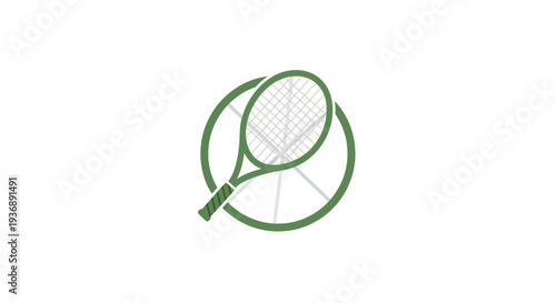 Simple green tennis racket illustration on white background.