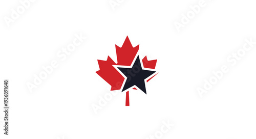 Free Download Canadian Maple Leaf with Black Star Symbol. - GFXLoad
