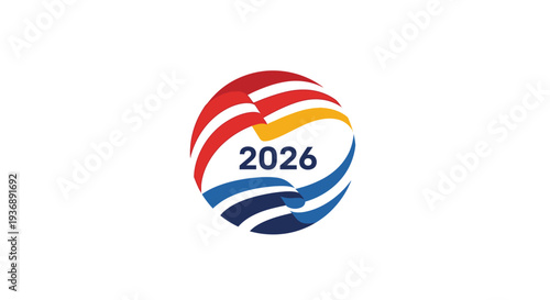 Colorful logo with 2026 emblem design element.