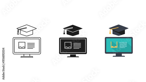 Computer Graduation Cap Online Education Concept