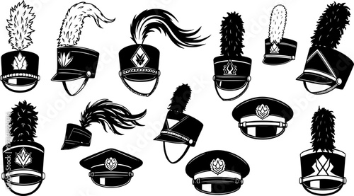 Marching band hat silhouette set
