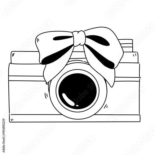 retro film camera with bow