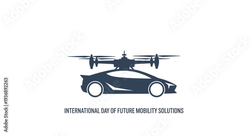 Futuristic Car and Drone Illustration for International Day of Future Mobility Solutions.