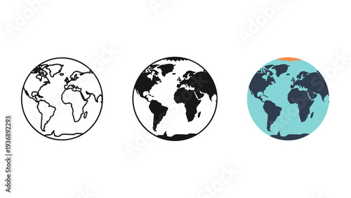Earth Globe Icons Global Representation Commercial