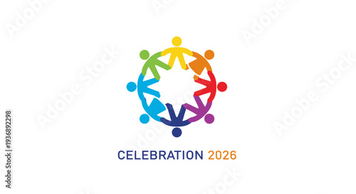 Colorful logo design for Celebration 2026 event with interconnected figures.