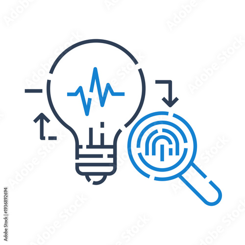 AI Optimization Icon, Machine Learning Performance Analysis and Data Intelligence Improvement Line Icon