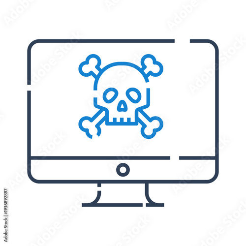 Ransomware icon for cybersecurity threat alert interface, Malware attack warning symbol for computer security dashboard