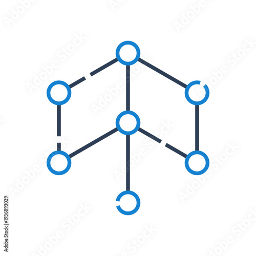 Network segmentation icon for cybersecurity infrastructure design, secure network architecture symbol for system protection interface