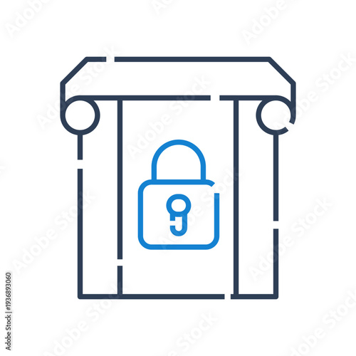 Data integrity icon for secure database protection system, information security lock symbol for data governance platform