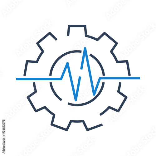 Predictive maintenance icon for industrial equipment monitoring system, machine health analytics symbol for smart maintenance dashboard