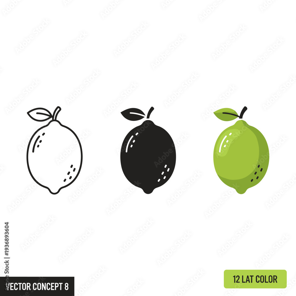 Foto Lime Vector Icon Set Commercial Design