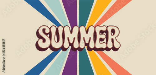 Retro Summer Burst Background With Colorful Rays vintage