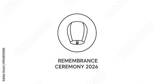 Simple line drawing of a candle in a circle with remembrance ceremony text.