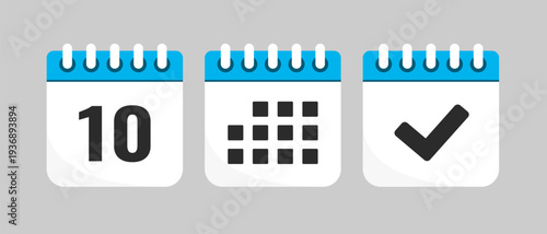 Set icons page calendar - day 10, agenda, done