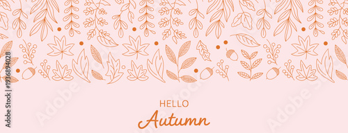 Autumn Leaves Border With Hello Autumn Text fall pattern