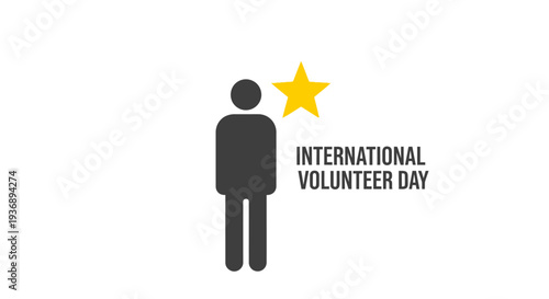 International Volunteer Day icon with star symbolizing service and community.