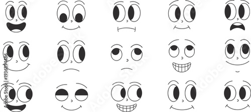 Collection of cartoon faces with different expressions Keywords: cartoon, faces, expressions