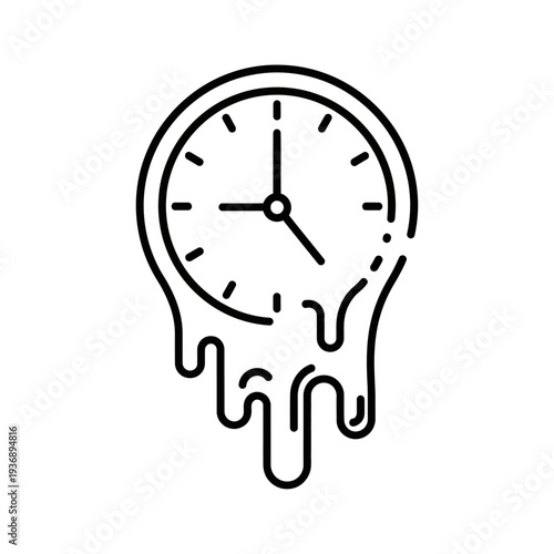 Melting Clock Icon: Surrealism, Time Distortion, and Deadline Pressure