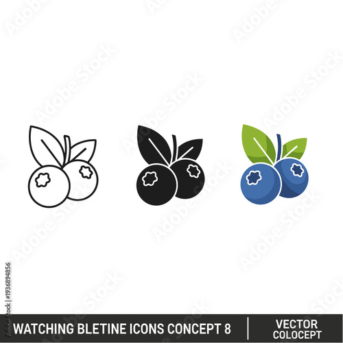 Blueberry Icons Food Health Graphics