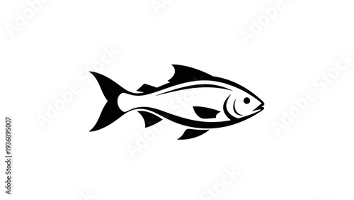 Minimalist Fish Icon Silhouette on White Background, Vector Illustration
