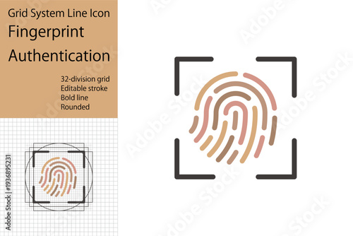 Fingerprint authentication icon, security related icon