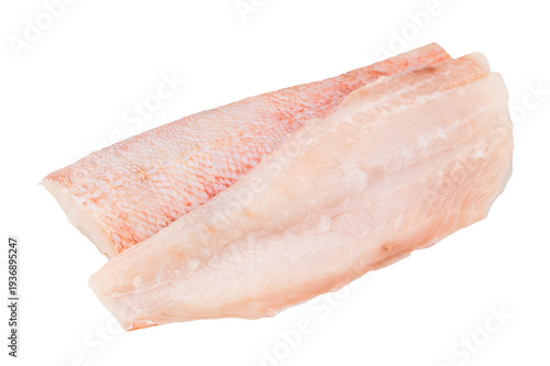 Quadro su tela Fresh snapper fish fillet with skin isolated on white