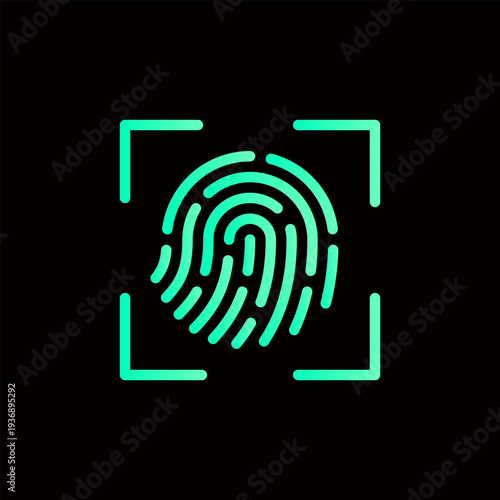 Fingerprint authentication icon, security related icon