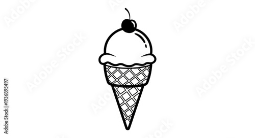 Delicious ice cream cone with a cherry on top, perfect summer treat.