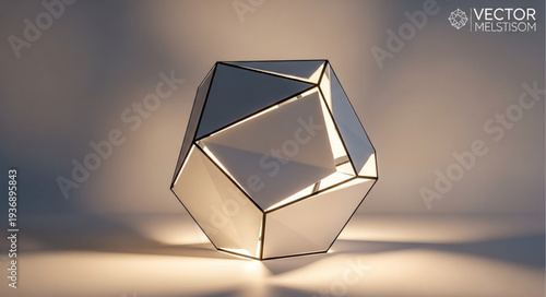 Geometric Crystal Structure - A Modern and Abstract Design with Reflective Surfaces.