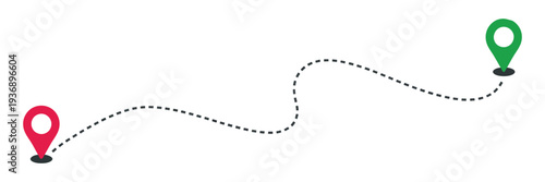 Route icon between two points with dotted path and location, high quality outline style vector illustration, perfect for navigation, travel, mapping