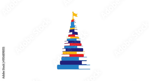 Colorful Books Stacked to Form a Christmas Tree.