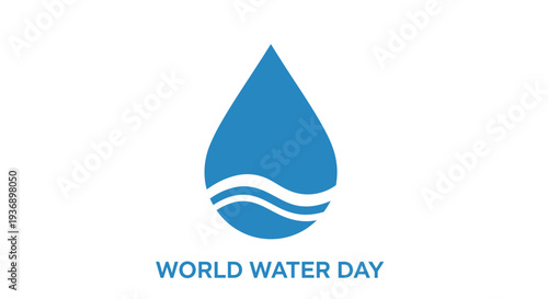 World Water Day logo with blue water droplet and wavy line.