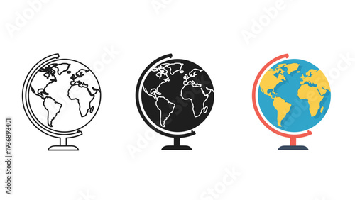 Globe Education Icons Global Business Concept