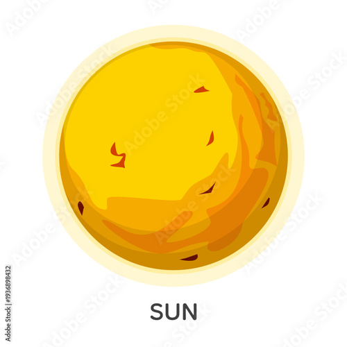 Vector illustration of the sun. Solar system space object