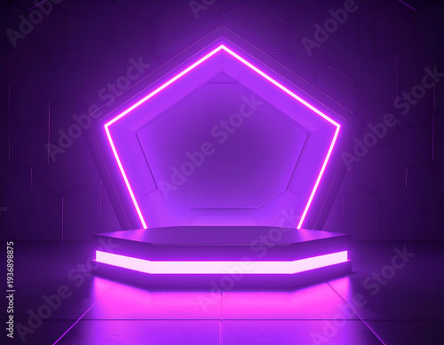 Glowing platform & pentagon, vivid purple aesthetic