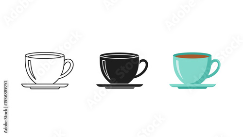 Coffee Cup Icon Set Beverage Service