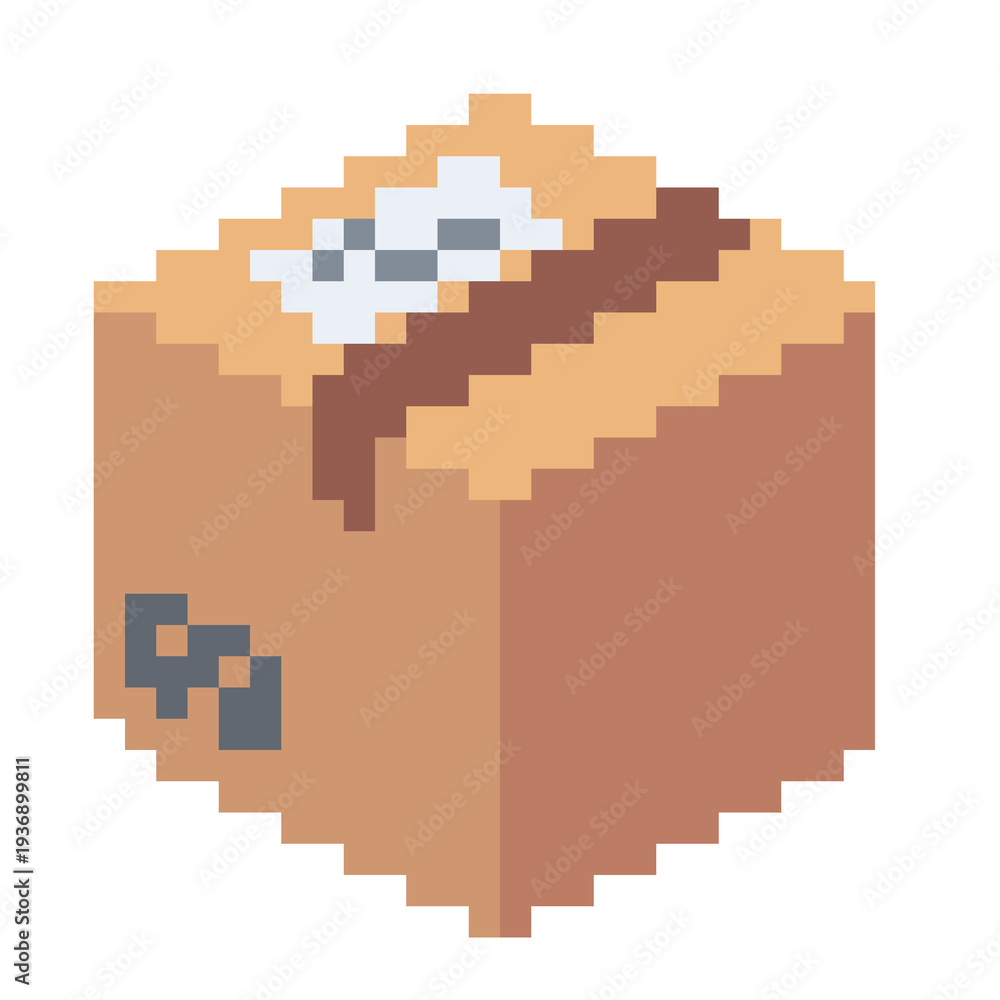 Fototapeta premium ドット絵のダンボール,透過背景