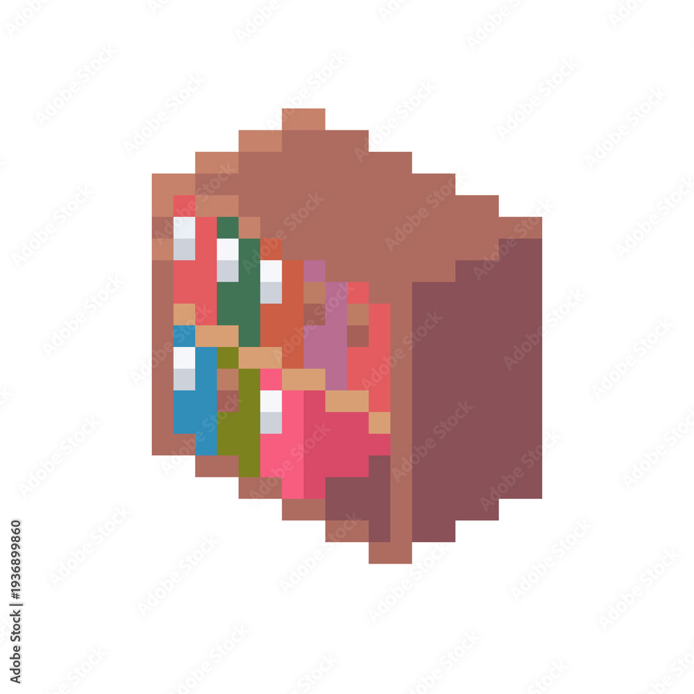 Fototapeta premium ドット絵の小さい本棚,透過背景